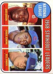 1969 Topps Baseball Cards      012      NL Strikeout Leaders-Bob Gibson-Fergie Jenkins-Bill Singer